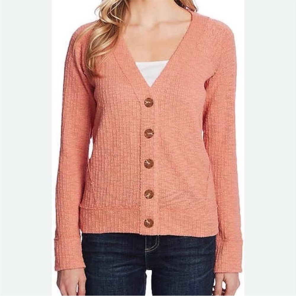 Two by Vince Camuto Peach Button-Up Cardigan oversized Women’s Size S.‎